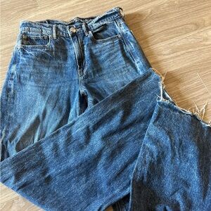 American Eagle Super High Rise Baggy Wide Leg Blue Denim Jeans